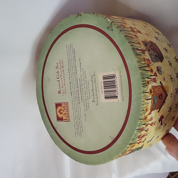 Round cat bird box Lang Candles Ltd Vintage 2000 decor Empty 7 x 7 inches - Picture 7 of 11